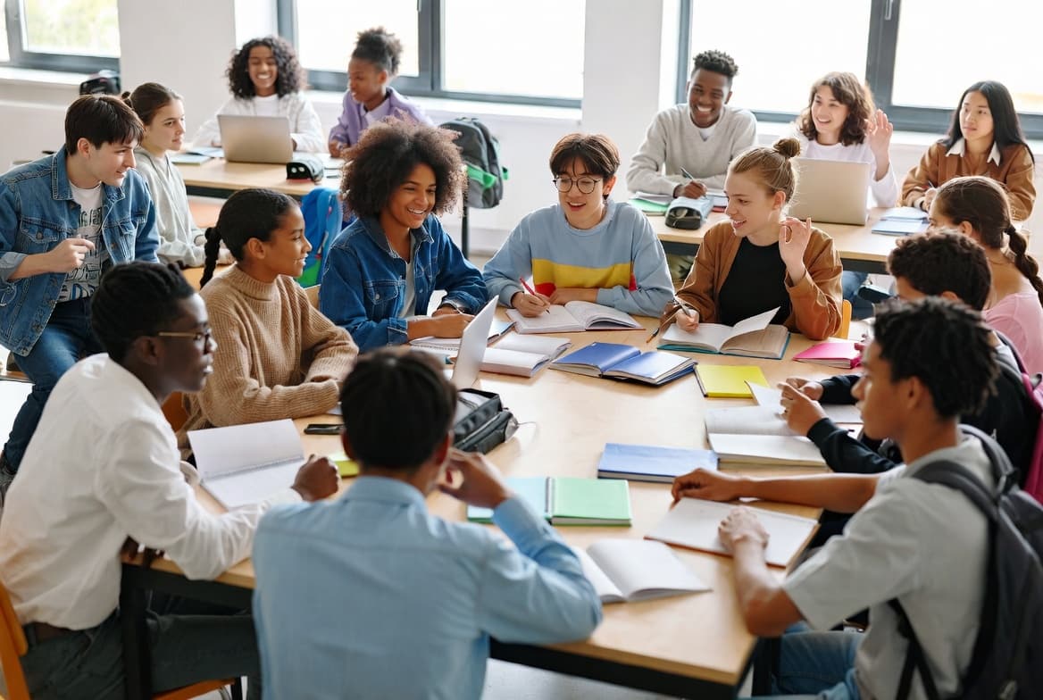 Students learning together